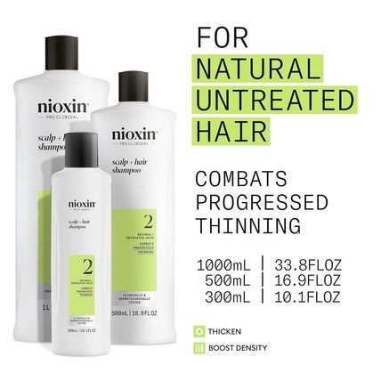 Nioxin System 2 Scalp + Hair Thickening Shampoo for Natural Hair with Progressed