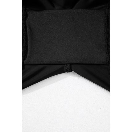 Black Solid Pocketed Crossover High Waist Swim Skort