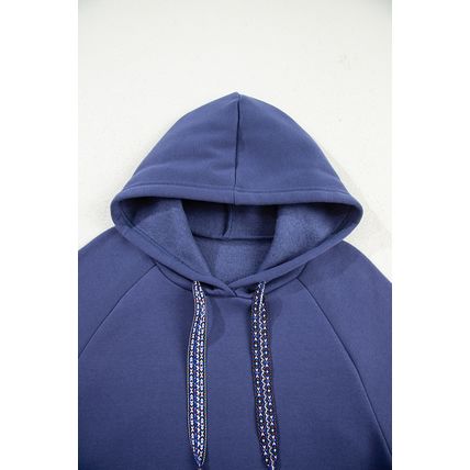 Dirty blue Fleece Lined Adjustable Drawstring Oversize Tunic Hoodie