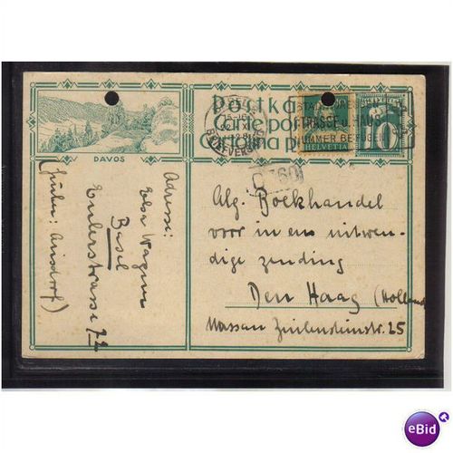 1928 SWITZERLAND DAVOS POSTCARD 10C+ BASEL2 PMK