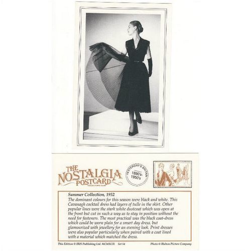 Postcard British Fashion 1952 Cavanagh Cocktail Dress - Nostalgia