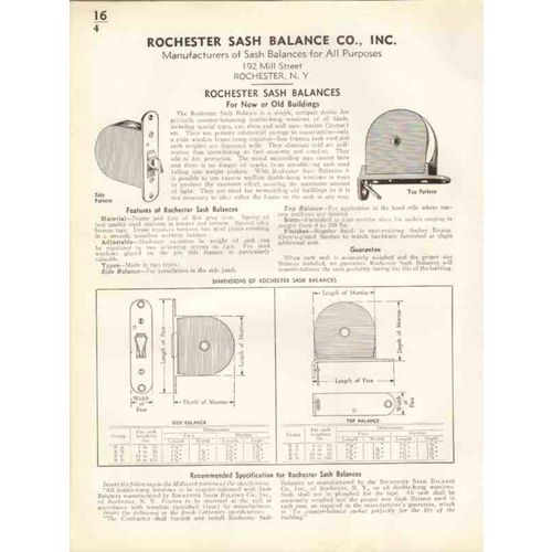 rochester sash balance company 1938 manufacturer vintage catalog