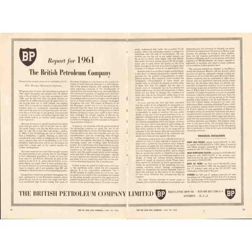 british petroleum 1962 bp annual statement stockholders oil vintage ad