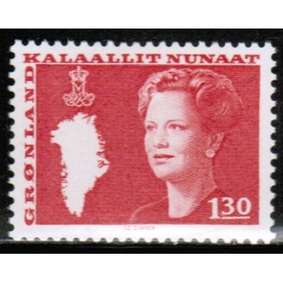 1980-89 Greenland Sc# 122 Mint NH - Queen & Map 1.30 kr