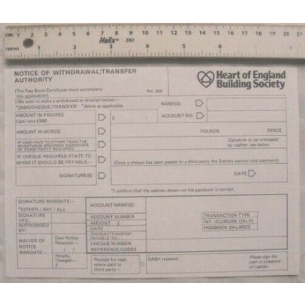 Vintage: unused Heart of England Building Society form