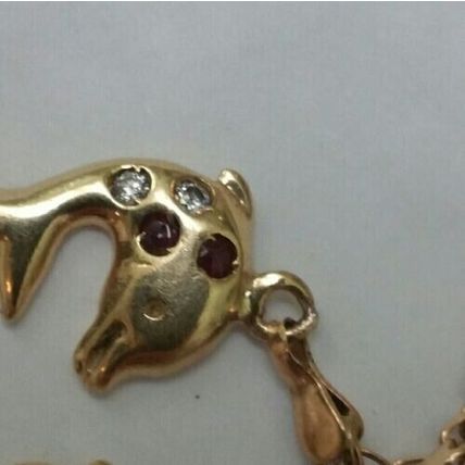 Vintage 14k Yelow Gold Diamond Sapphire Rubies Emerald Dolphin Bracelet Italy