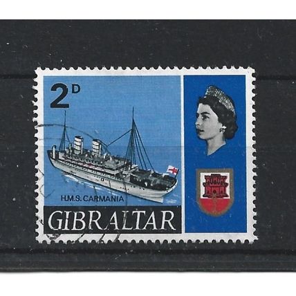 Gibraltar.SG202 2d HMS Carmania (merchant cruiser).Fine Used.Mar24