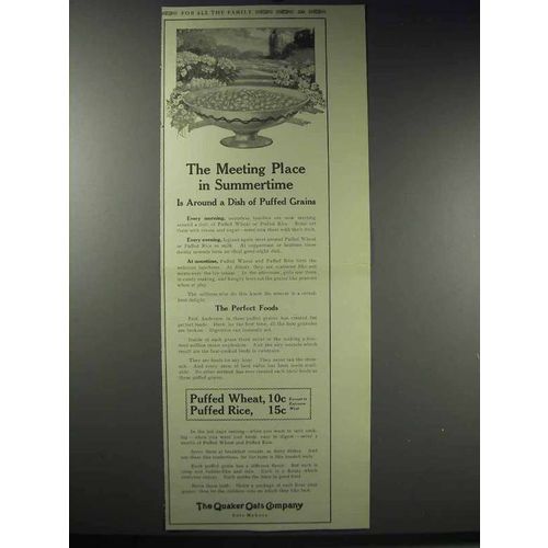 1914 Quaker Puffed Wheat & Rice Ad - Meeting Place
