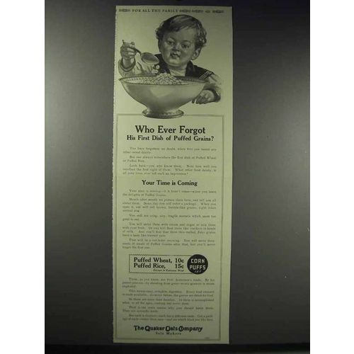 1914 Quaker Puffed Wheat & Rice Ad - Who Ever Forgot