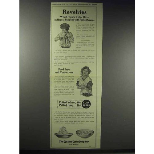 1914 Quaker Puffed Wheat and Puffed Rice Ad - Revelries