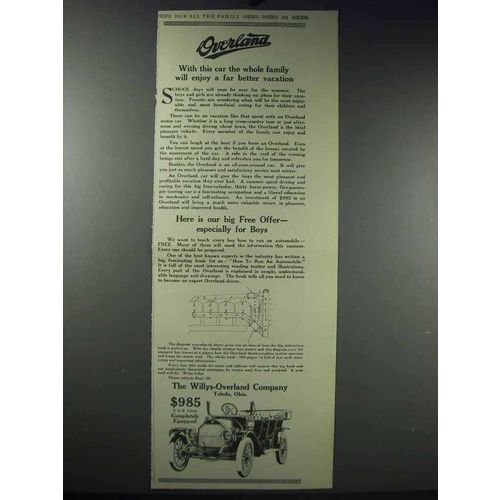 1913 Willys-Overland Cars Ad - Family Enjoy Vacation