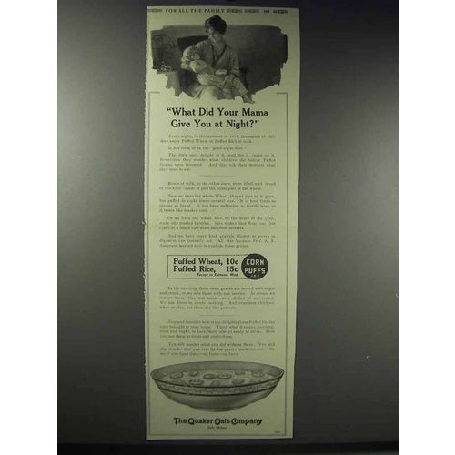 1914 Quaker Puffed Wheat & Rice Ad - Your Mama Give You