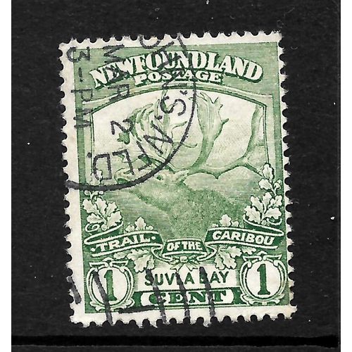 NEWFOUNDLAND 1919 SG130 1c GREEN REINDEER FINE USED