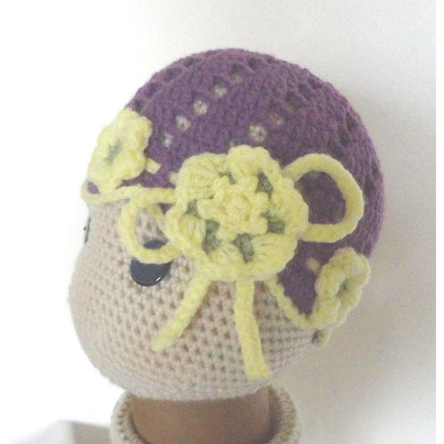 Hat #H20 girls crochet cloche flowers and scallop edge 12 months - 2 years