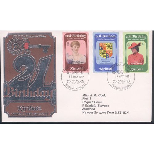 Kiribati FDC 1982 - SG 183-185 - 21st Birthday Of The Princess Of Wales 3