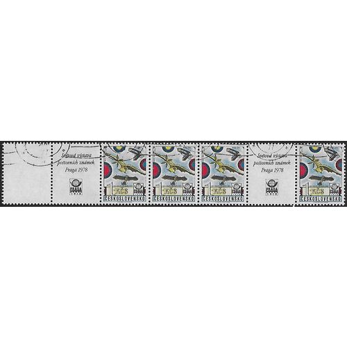 Tab + Zf. + Mi 2397 x 3 + Zf. + Mi 2397: 1 Kč mult. PRAGA 78 Stamp Exhibition.