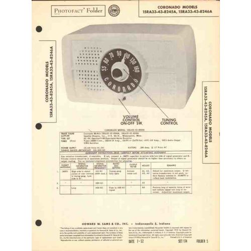 CORONADO model 43-8245A 8246A AM radio receiver Sams Photofact manual