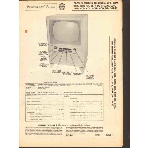CROSLEY model DU-20 DU DU-21 series television Sams Photofact manual