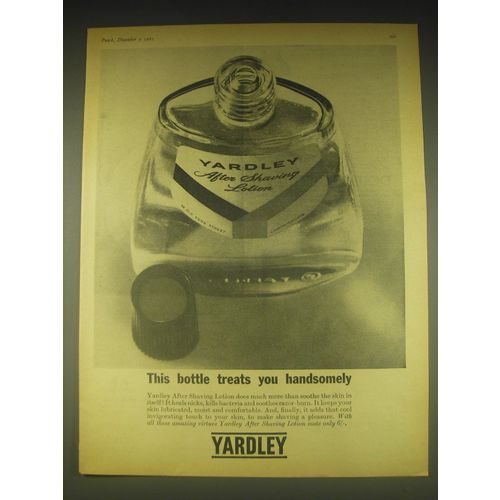 1962 Yardley After Shaving Lotion Ad - This bottle treats you handsomely