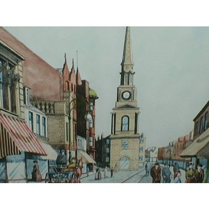 FRAMED DOUBLE MOUNTED PRINT, HIGH STREET FALKIRK 1915, Catherine Neville, Rare.