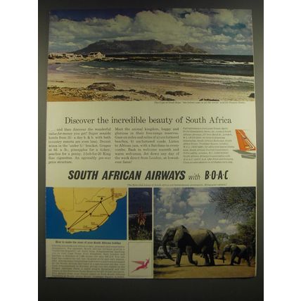 1965 SAA with BOAC Ad - Discover the incredible beauty of South Africa