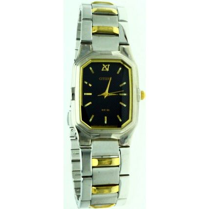 New Rare Citizen Square Two Tone S Steel Case & Band 50 Meter Water R Watch