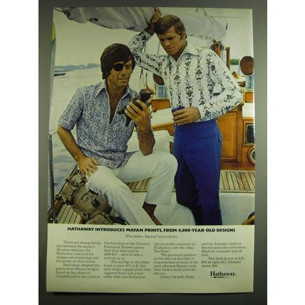 1971 Hathaway Mayan Print Shirts and Islander Slacks Advertisement
