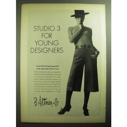 1970 B. Altman & Co. Anne Klein Gauchos and Sweater Advertisement
