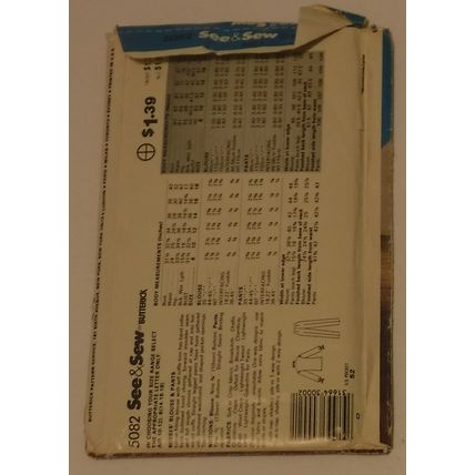Butterick Sewing Pattern # 5082 Misses Blouse and Pants