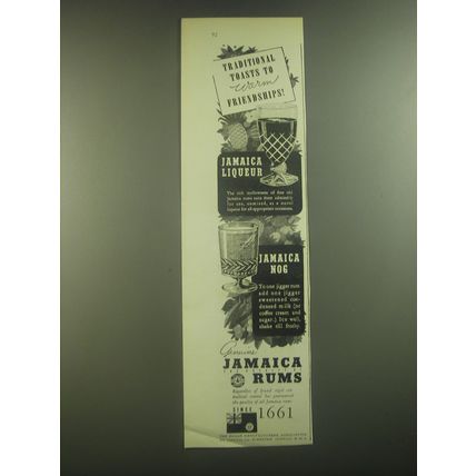 1946 Jamaica Rums Ad - Traditional toasts to warm friendships