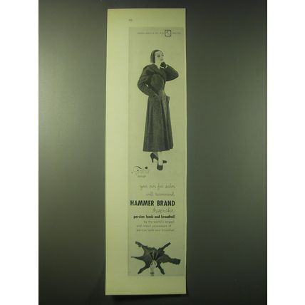 1948 Hammer Brand Fredrica Design Fur Coat Advertisement