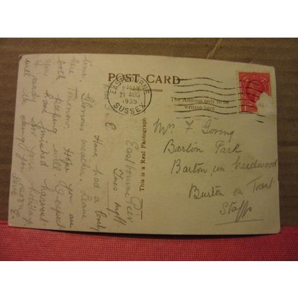 THE CARPET GARDENS, EASTBOURNE, SUSSEX used postcard RP 1935 pm