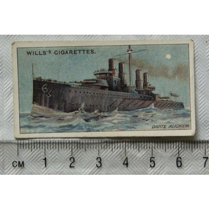 1910 Wills The World's Dreadnoughts No. 22 Italian Battleship Dante Alighieri