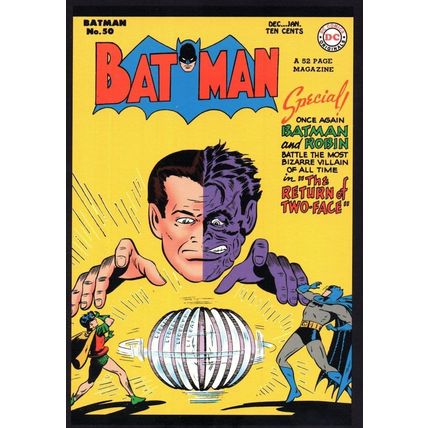 Batman & Robin The Return Of Two Face 1940s DC Comic Book Postcard