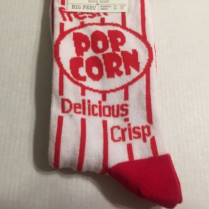 NEW Two Left Feet Wearable Art Socks Popcorn - Big Feet Women 10-12.5 Men 8.5-13