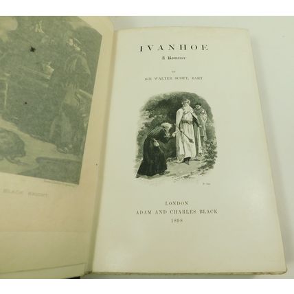 Birkbeck College Antique Victorian Book Walter Scott Waverley Ivanhoe 1898