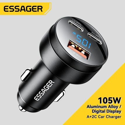 Essager Digital Fast Car Charger 105W Made for MacBook Lenovo Truck Lorry 12-24V
