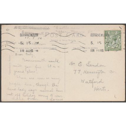The Bungalows, Bournemouth, Hampshire, 1914 - Valentine's Postcard