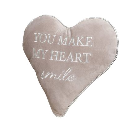 You Make My Heart Smile Heart Shaped Grey Cushion 30 CM Home Decor Gift