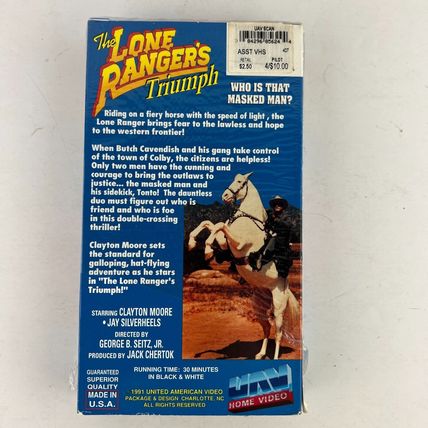 The Lone Ranger Triumph VHS Video Tape Clayton Moore Jay Silverheels