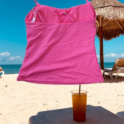 Andie Swim The Longline Tank Top Rogue Pink Eco Nylon Size Small