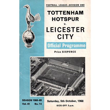 1968/69 Tottenham Hotspur / Spurs vs Leicester City