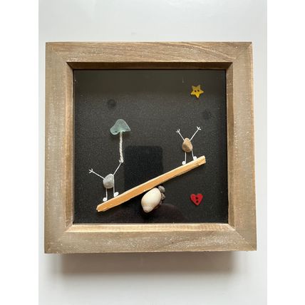 YORKSHIRE SEA GLASS FRAMED PEBBLE ART - SEE SAW