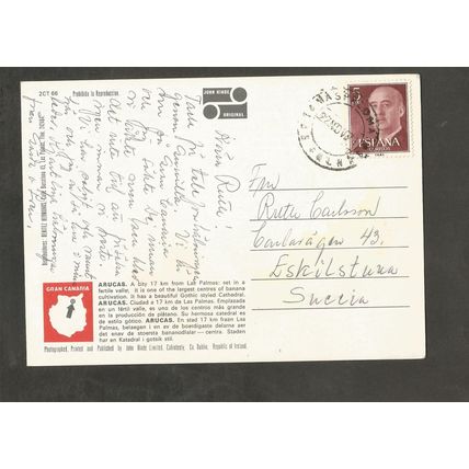 Postcard Canary Islands Gran Canaria John Hinde 2CT66 Arucas