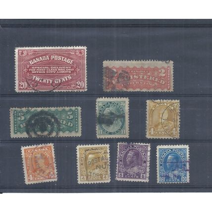Canada stamps. Mainly GV used lot. The 1922 Special Delivery has a crease (AP124