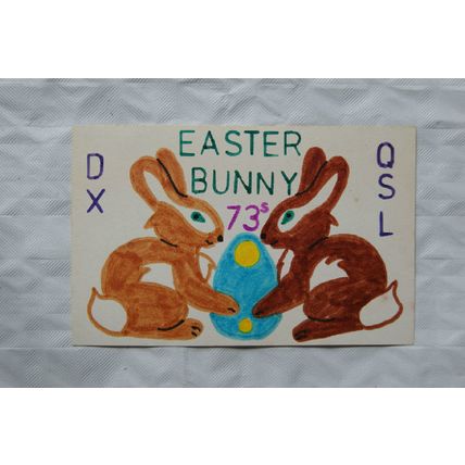 QSL Card Easter Bunny 73s - Sea Dragon DX-QSL Club