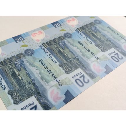 Mexico UNCIRCULATED $20 Pesos polymer 2018 Benito Juárez. Lot of 3 consecutive