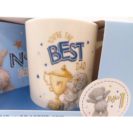 You're the Best Dad Mug & Coaster Set Comes Boxed 8.5 CM Ceramic Teddy