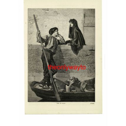 The Old Story (Lovers By The Canal), Passini, Book Illustration (Print), 1875