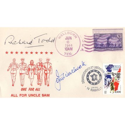 Jim Wallwork Richard Todd WW2 Uncle Sam Multi Hand Signed FDC